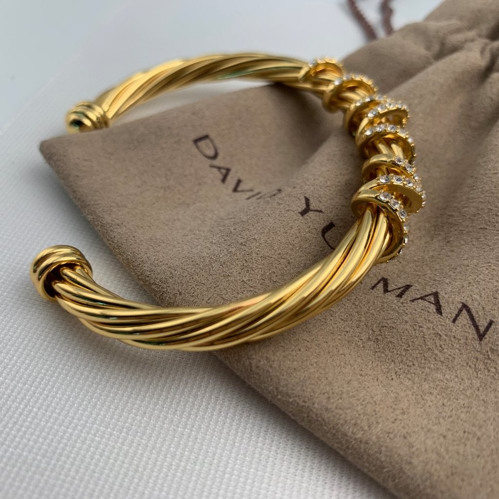 Gold diamond set open Bracelet - Picture 4 of 4